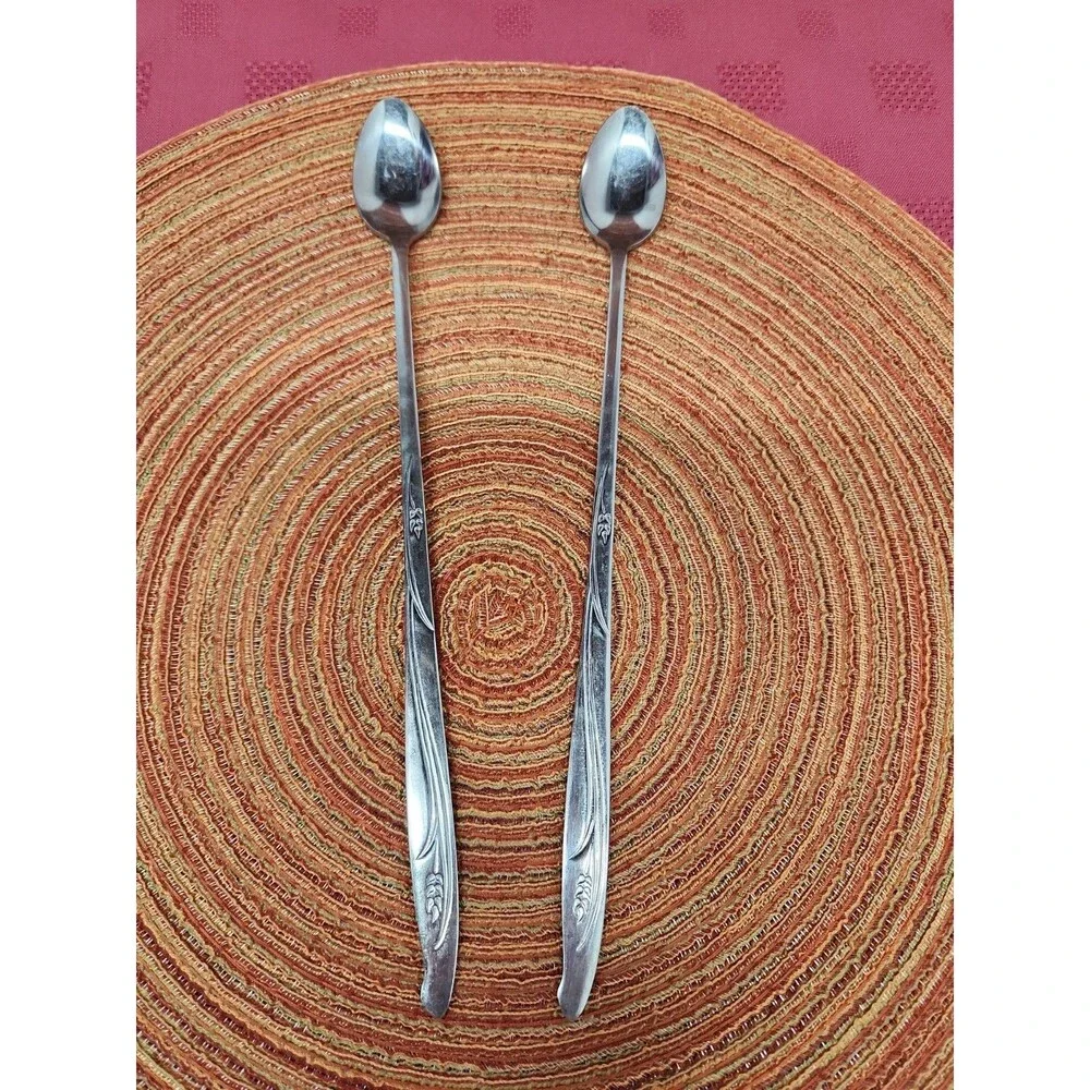 Gracious Wheat By Present Flatware Set Of 2 Ex Long Iced Tea Spoons Japan 1960s